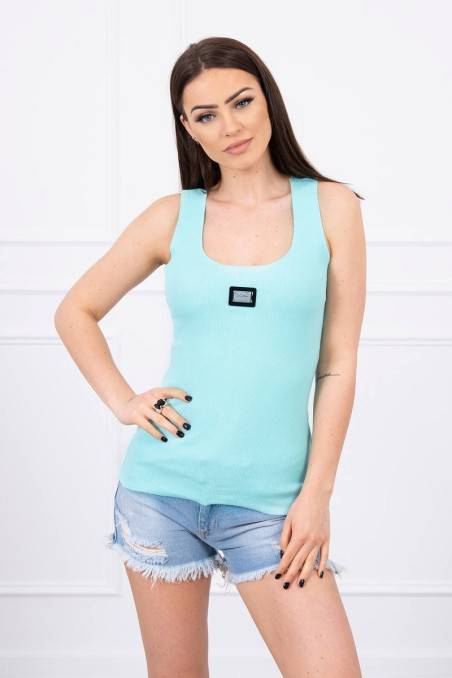 Mint color sleeveless blouse KES-15004-8986