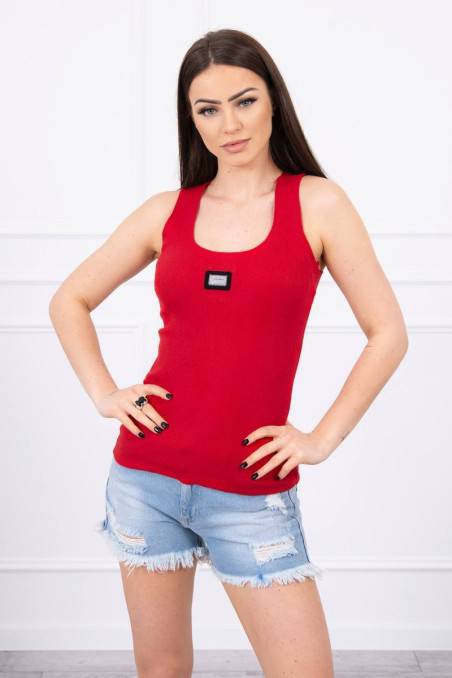 Red blouse without sleeves KES-15009-8986