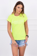 Yellow neon blouse with inscriptions