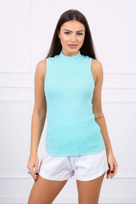 Mint blouse with high neck KES-15059-8988