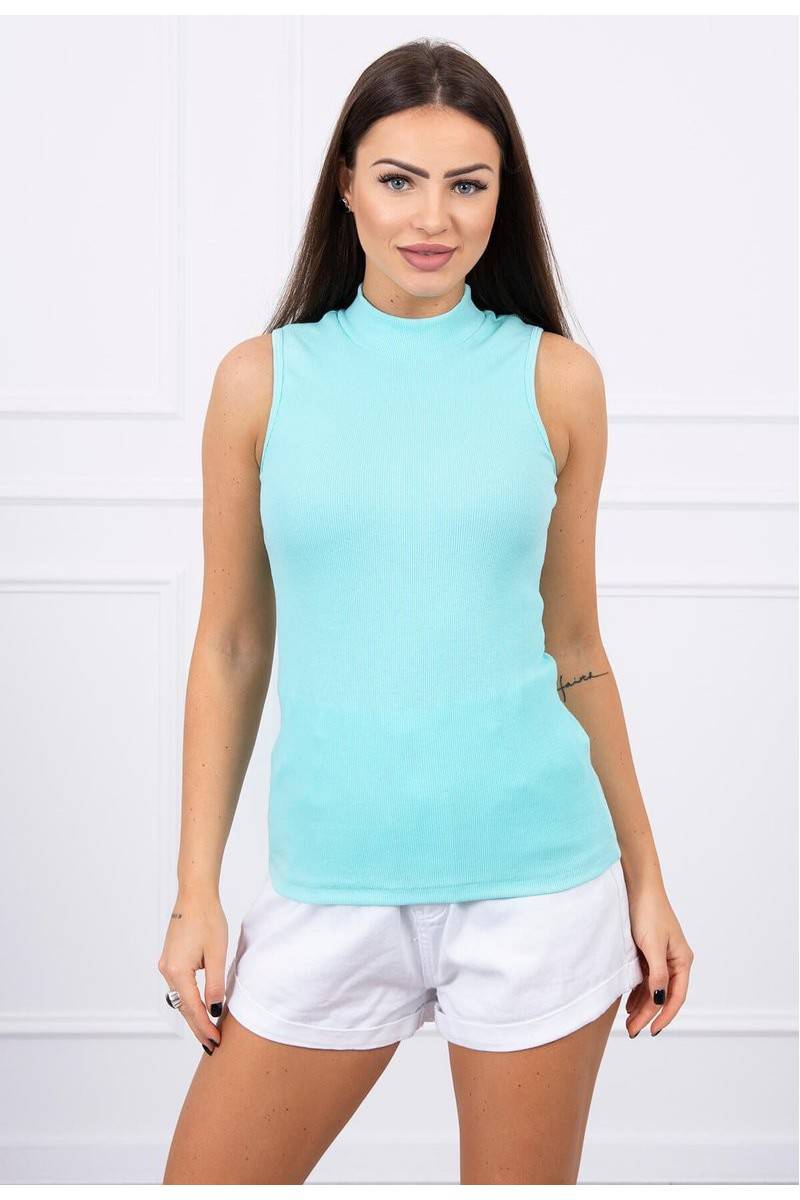 Mint blouse with high neck KES-15059-8988