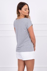 Gray blouse with short sleeves KES-15067-8985