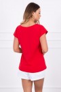 Red blouse with short sleeves KES-15070-8985