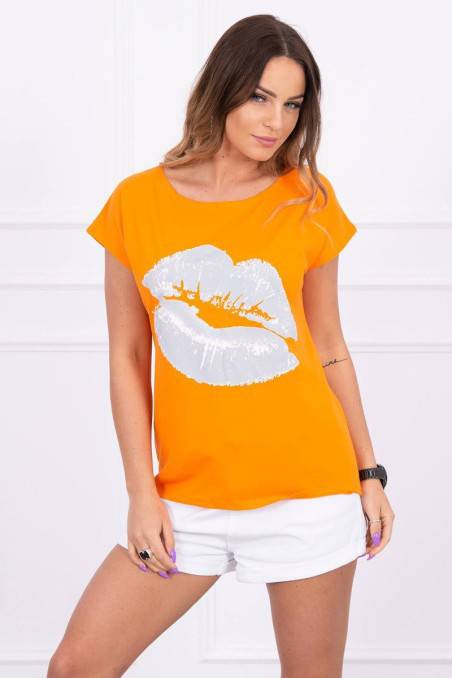 Orange blouse with short sleeves KES-15073-8985