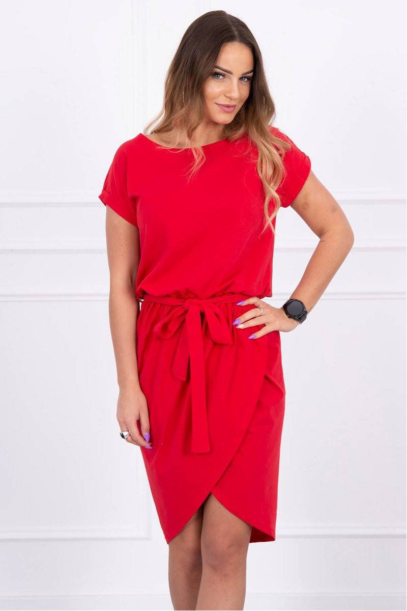 Tied dress with an envelope-like bottom red