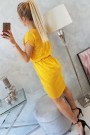 Tied dress with an envelope-like bottom mustard
