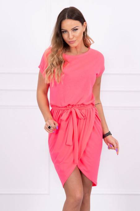 Pink neon dress with belt
