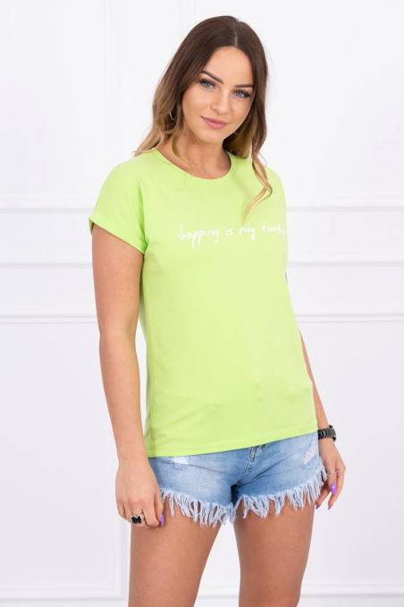 Light green blouse with inscription KES-15107-65297