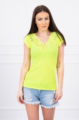 Yellow neon blouse with lace