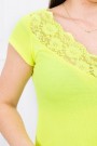 Yellow neon blouse with lace