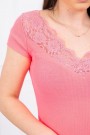 Pink neon blouse with lace