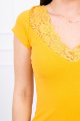 Honey colored blouse with lace