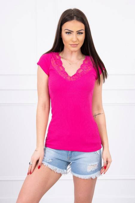 Pink blouse with lace KES-15194-8987