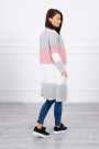 Sweater Cardigan in the straps gray+powdered pink