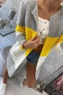 Sweater Cardigan in the straps gray+yellow