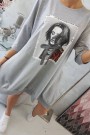Dress with print and flared bottom gray