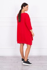 Red loose style dress with appliqué
