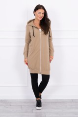 Hooded dress with a hood camel