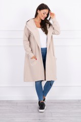 Cape with a hood oversize beige