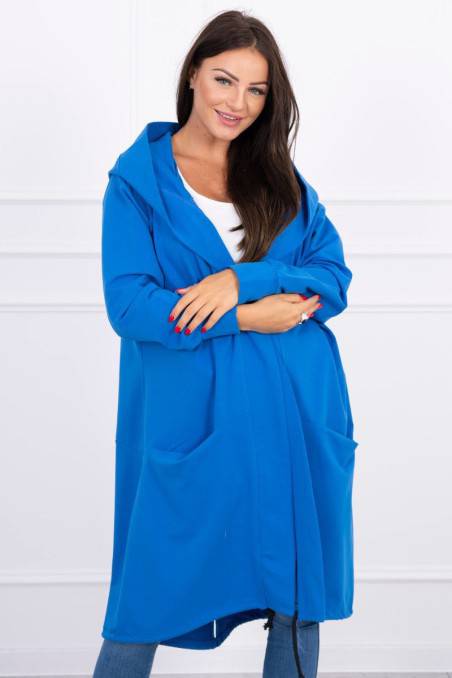 Cape with a hood oversize mauve-blue