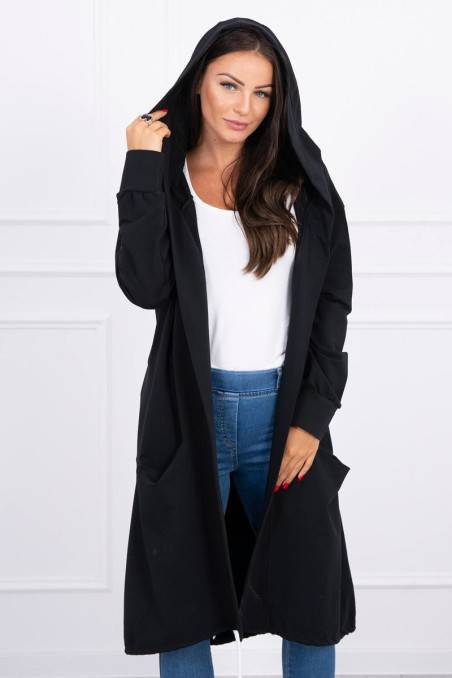 Cape with a hood oversize black