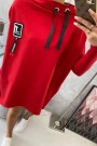 Oversize sweatshirt with asymmetrical sides red