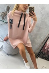 Oversize sweatshirt with asymmetrical sides dark powdered pink