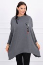 Oversize sweatshirt with asymmetrical sides graphite