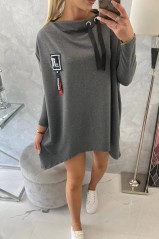 Oversize sweatshirt with asymmetrical sides graphite