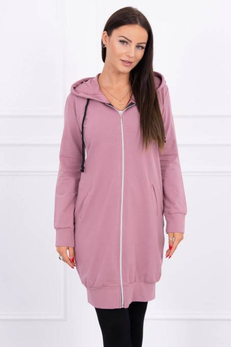 Hooded dress with a hood dark pink