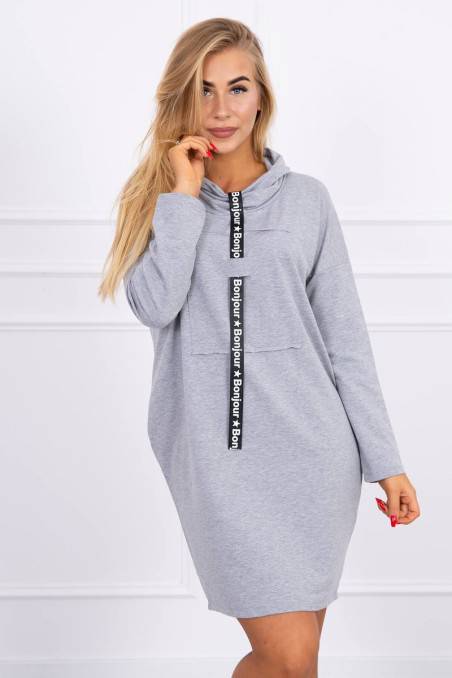 Light gray dress with pockets KES-16064-0153