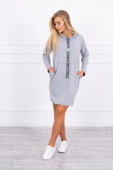 Light gray dress with pockets KES-16064-0153