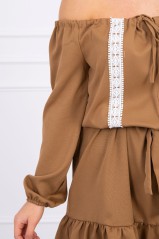 Brown dress with open shoulders KES-16105-66046