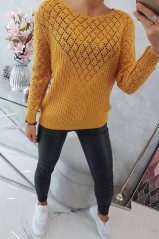 Openwork sweater mustard