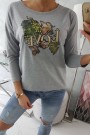 Blouse with Love print gray