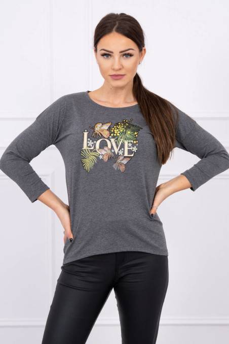 Blouse with Love print graphite
