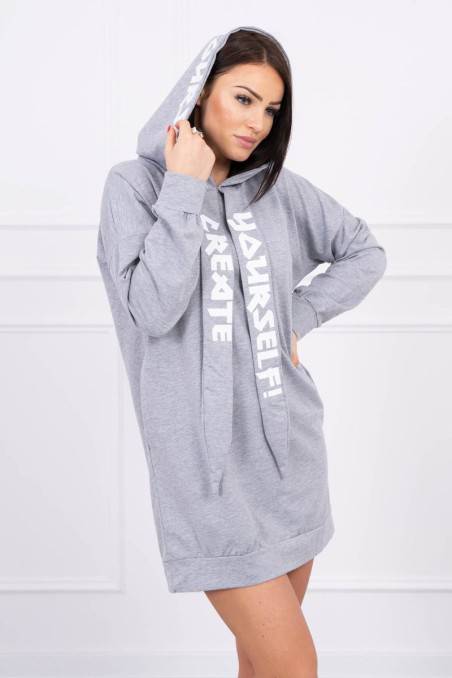 Light gray hooded dress KES-16420-0042