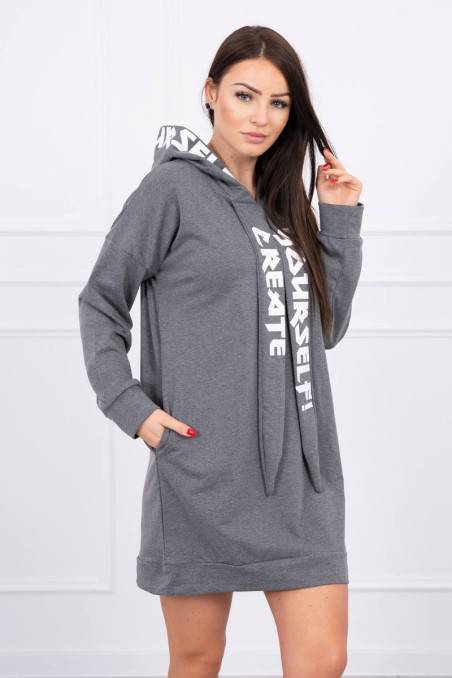 Dark gray hooded dress KES-16424-0042
