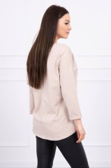 Beige blouse with appliqué KES-16522-0086
