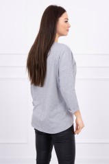 Light gray blouse with appliqué KES-16526-0086