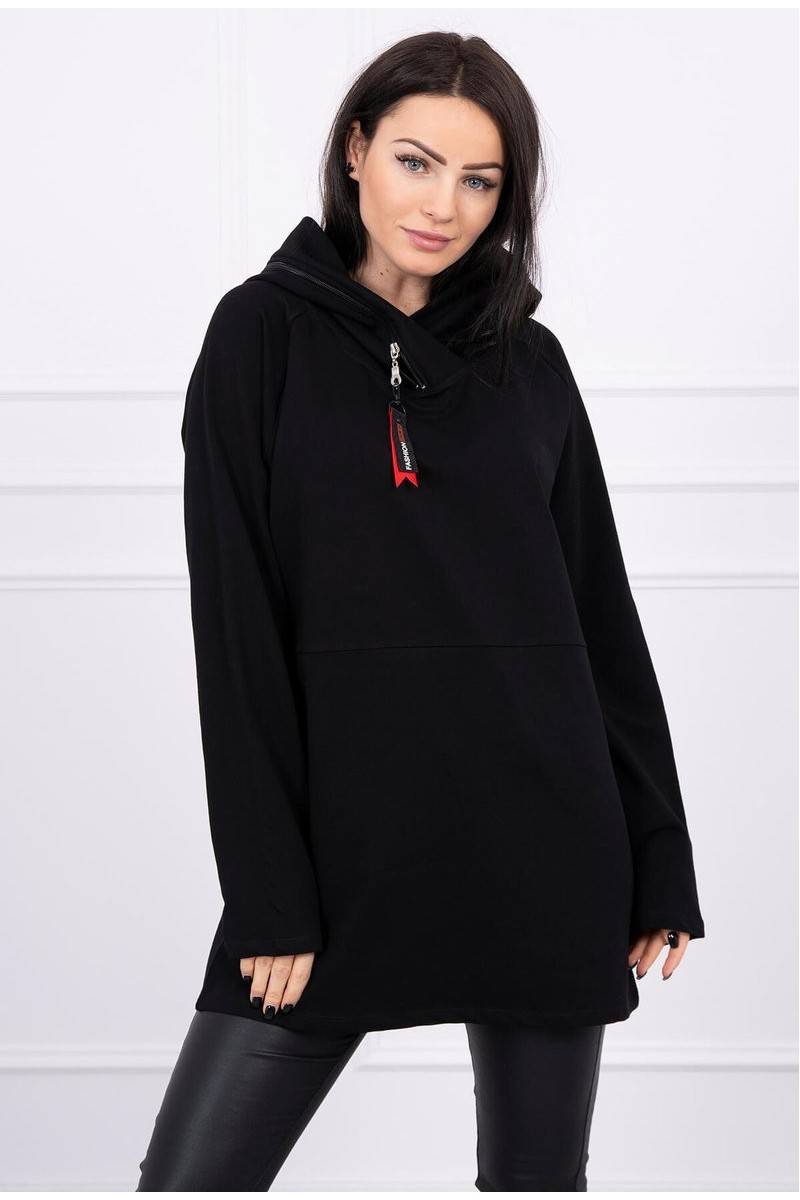 Tunic with a zipper on the hood black