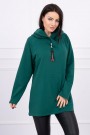 Tunic with a zipper on the hood green