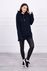 Tunic with a zipper on the hood navy blue