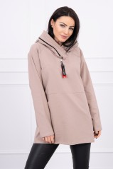 Tunic with a zipper on the hood beige