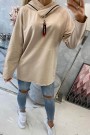 Tunic with a zipper on the hood beige