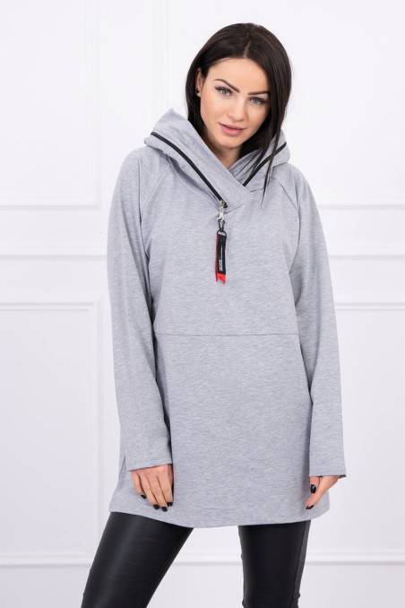 Tunic with a zipper on the hood gray