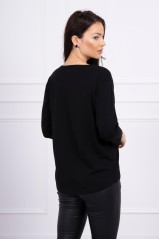 Black blouse with appliqué KES-16909-66799
