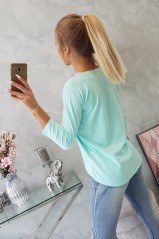 Mint color blouse with appliqué KES-16917-66791