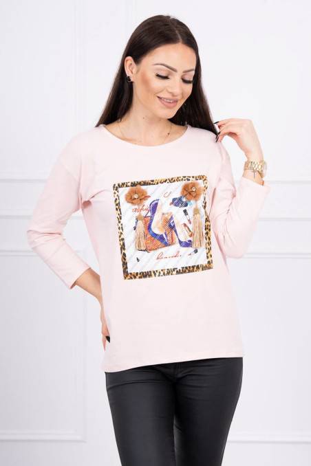 Light pink blouse with appliqué KES-16919-66792