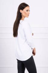 White blouse with appliqué KES-16929-66796